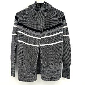 Ivivva Lululemon Girls Feeling Toasty Black White Textured Wrap Sweater Size 12